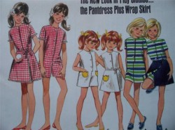 5218 BUTTERICK 60S GIRLS SHORTER BUTTON PANTDRESS, WRAP SKIRT PATTERN 12 30"